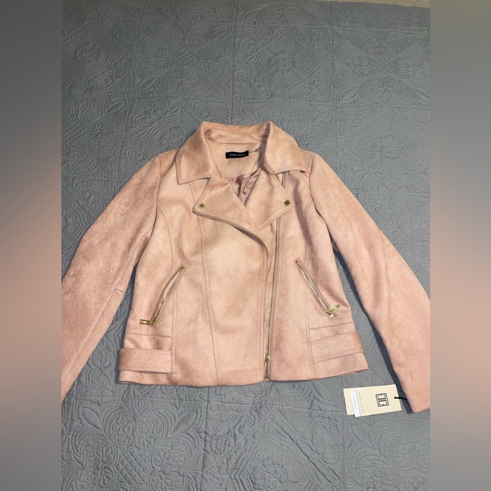 Ivanka Trump Blush Suede Moto Jacket